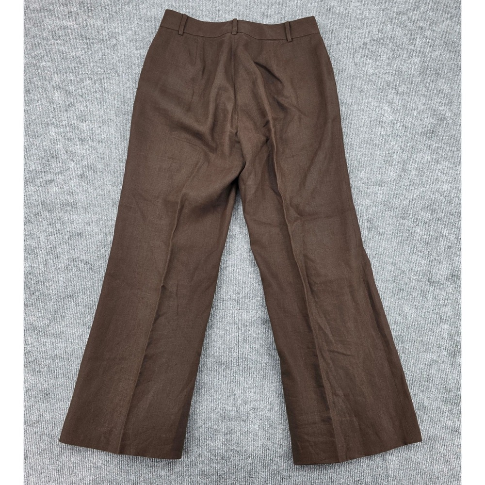 Lauren Ralph Lauren Brown 100% Linen Wide Leg High Rise Trousers Pants Size 10 - Picture 7 of 8